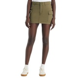 Womens Cotton Cargo-Pocket Mid-Rise Mini Skirt