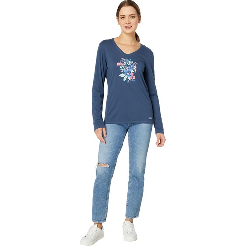  Life is Good The Answer Is Love Wildflowers Long Sleeve Crusher-Lite Vee