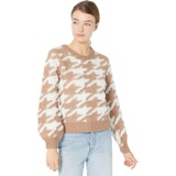 line and dot Houndstooth Plush Sweater