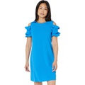 London Times Double Ruffle Sleeve Shift Dress