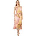 London Times Caravan Paisley Printed Chiffon Ruched Waist Midi