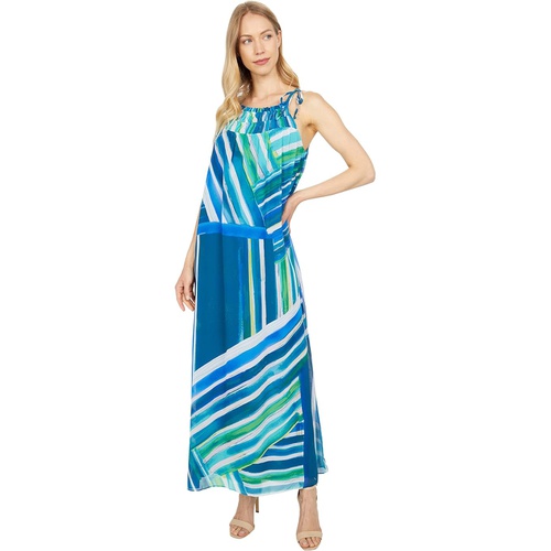  London Times Ocean Stripe Chiffon Maxi