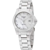 Longines Womens Swiss Conquest Diamond Accent Stainless Steel Bracelet Watch 34mm L33774876