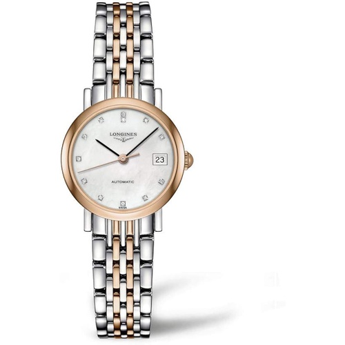  Longines Elegance Monther of Pearl Stainless Steel and Rose Gold Ladies Watch L43095877