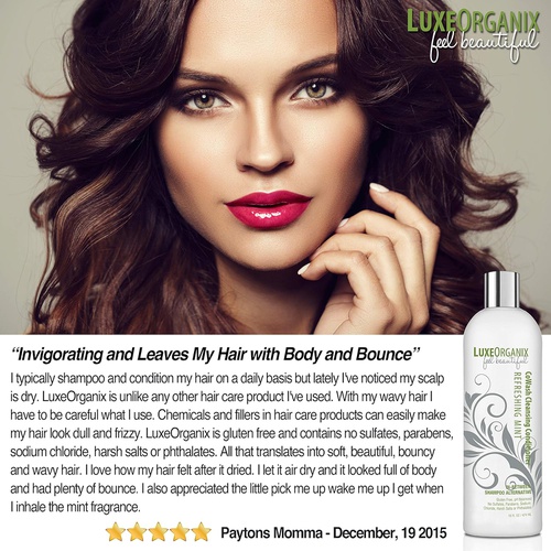  LuxeOrganix Cleansing Conditioner Cowash: Sulfate-Free and Keratin Safe, Won’t Strip Hair or Cause Dryness. Soothing and Refreshing Mint, Safe for Natural, Curly, Colored, Dry or Damaged Hair.