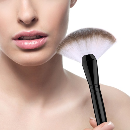  Fan Makeup Brush, Luxspire Professional Highlighting Make Up Brush Blush Bronzer Cheekbones Brush, Single Large Soft & Dense Face Bulsh Powder Foundation Brushes Make Up Tool, Blac