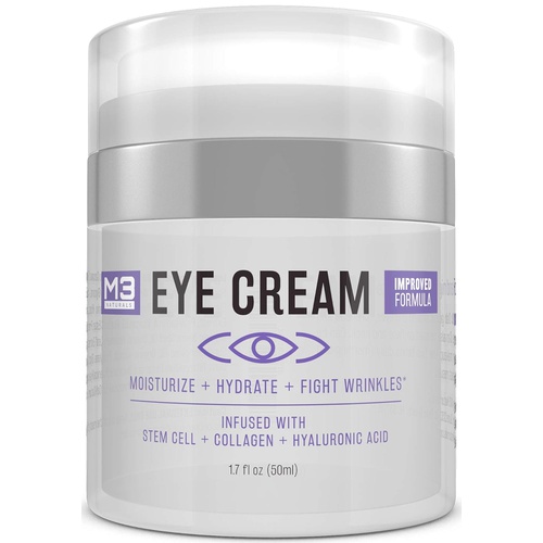  M3 Naturals Eye Cream Infused with Collagen Stem Cell and Hyaluronic Acid for Puffiness, Wrinkles, Dark Circles Under Eye, Bags, Fine Lines - Helps Anti-Aging, Healthy Skin Care Mo