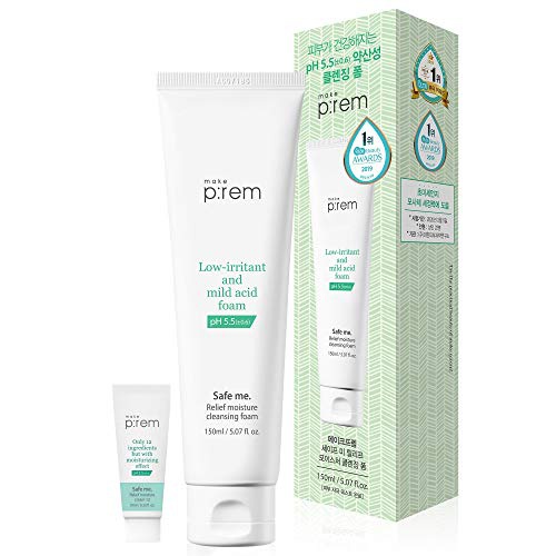  MAKEP:REM Hydrating Cleansing Foam for Face with Sensitive Dry Skin - Natural Face Wash Low PH 5.5 - Facial Cleanser for Dry Sensitive Acne Prone Skin - Safe Me. Relief Moisture 5.