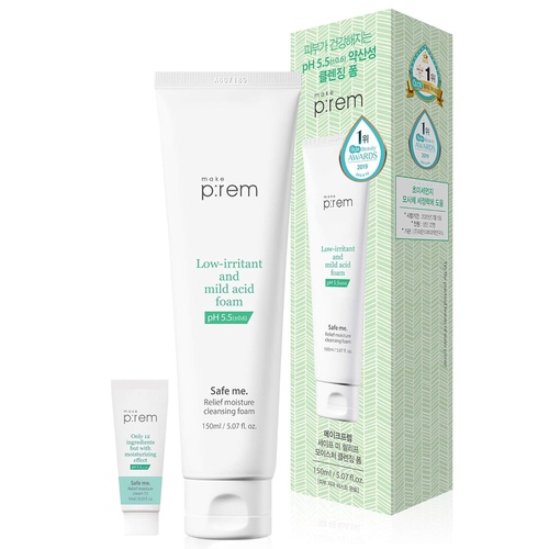  MAKEP:REM Hydrating Cleansing Foam for Face with Sensitive Dry Skin - Natural Face Wash Low PH 5.5 - Facial Cleanser for Dry Sensitive Acne Prone Skin - Safe Me. Relief Moisture 5.