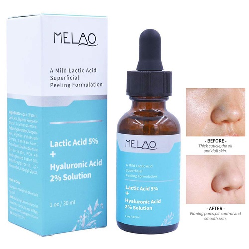  MELAO Face Lactic Acid Serum with 2% Hyaluronic Acid Seperficial Gentle Peeling Essence For Moisturizing Exfoliating Enhancing Skin Elasticity & Smoothing Skin