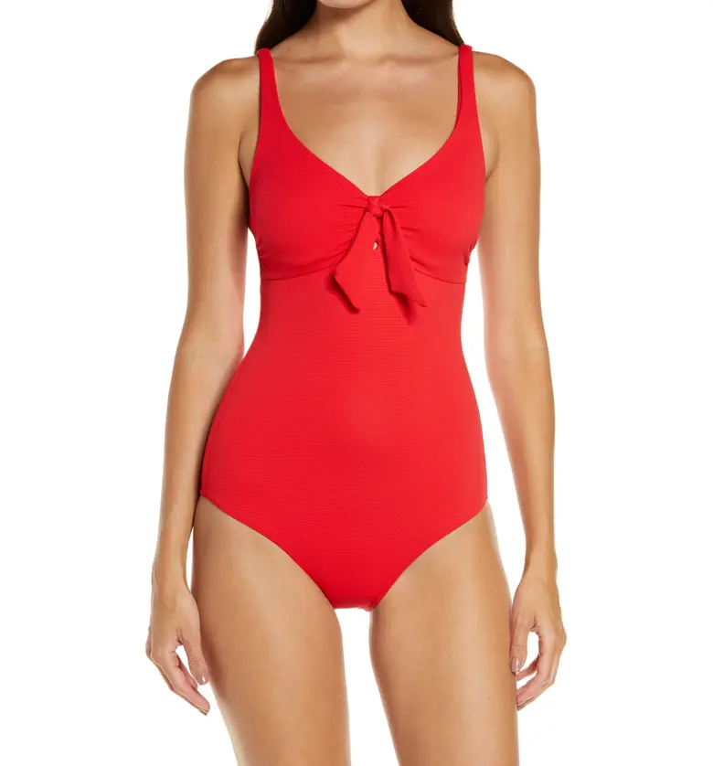 Melissa Odabash Lisbon Knotted One-Piece Swimsiut_RED PIQUE