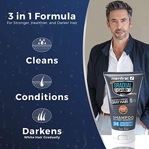  MENFIRST Gradual Gray 3-in-1 Grey Hair Reducing SHAMPOO For Men - Scalp Wash that Cleans, Darkens, Conditions, and Gradually Reduces Grey and White Hair Color for Natural Looking R