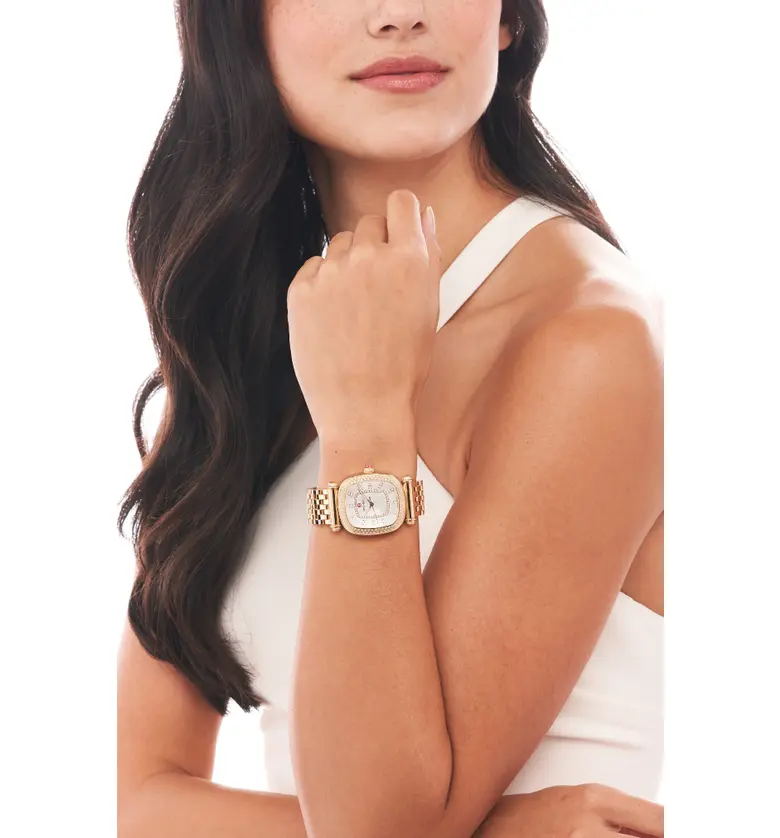  MICHELE Caber Isle Diamond Dial Diamond Watch Head & Bracelet, 32mm_GOLD/ WHITE/ GOLD