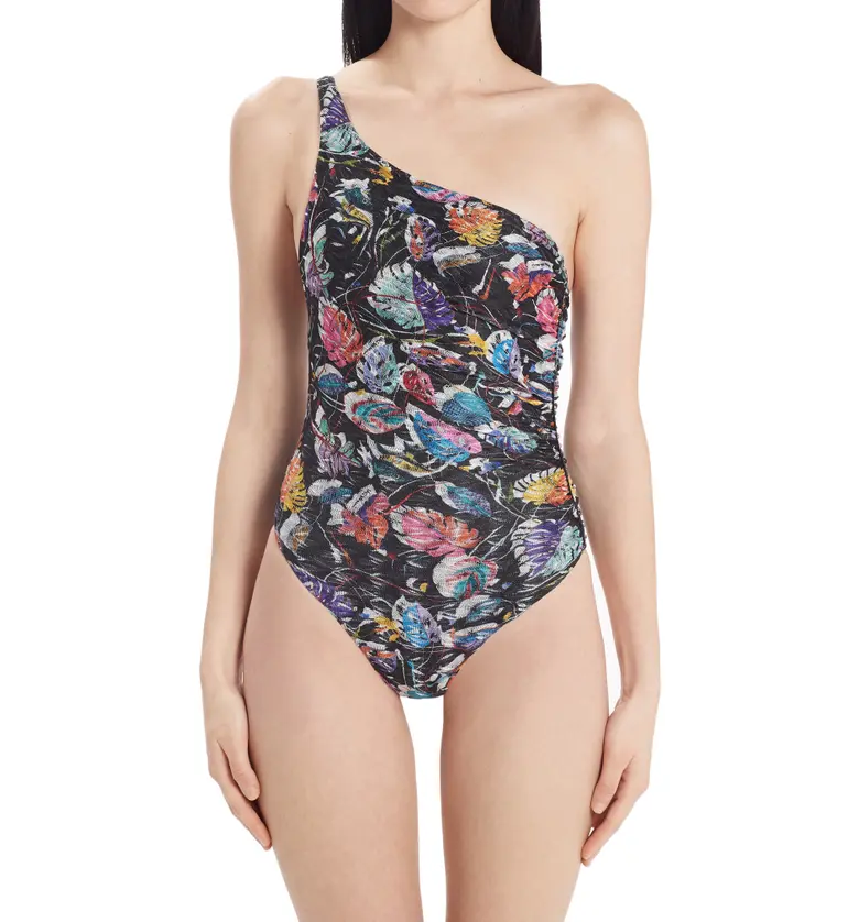 Missoni Monstera Leaf One-Shoulder One-Piece Swimsuit_MONSTERA NERA