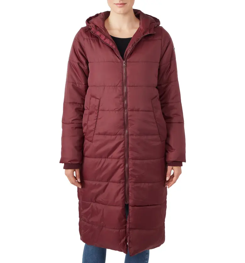 Modern Eternity 3-in-1 Long Quilted Waterproof Maternity Puffer Coat_BURGUNDY