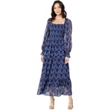 MOON RIVER Textured Smocked Midi Dress