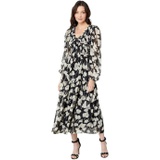 MOON RIVER Floral Smocked V-Neck Midi Dress