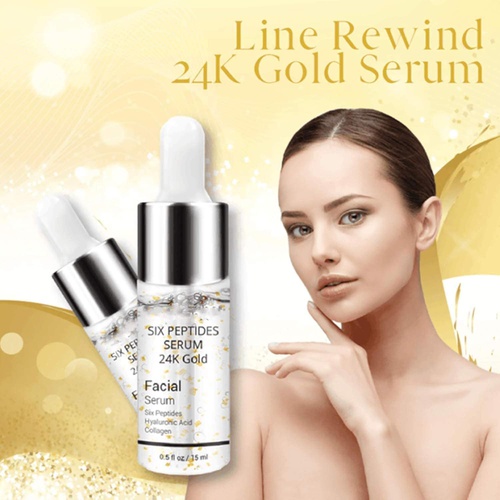  MUSJOS Line Rewind 24K Gold Serum, Pretty Skin - 24K Gold Collagen Ampoule Lifting Serum, Face Skin Gold Essence Serum for Tightens, Softens & Lifts Skin (1PCS)