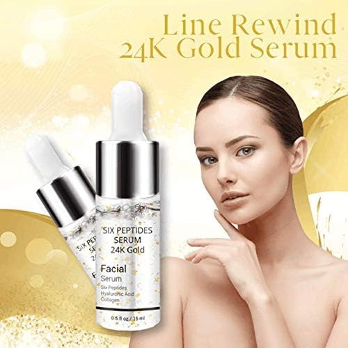  MUSJOS Line Rewind 24K Gold Serum, Pretty Skin - 24K Gold Collagen Ampoule Lifting Serum, Face Skin Gold Essence Serum for Tightens, Softens & Lifts Skin (1PCS)