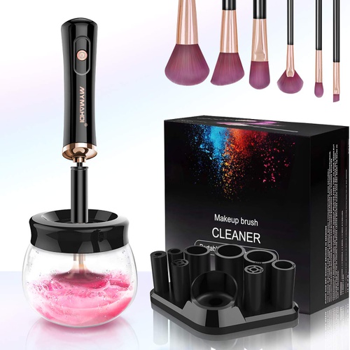  Mymahdi makeup brush cleaner and dryer machine, Electric and Automatic with 8 Collars matching Different Cosmetic Brushes