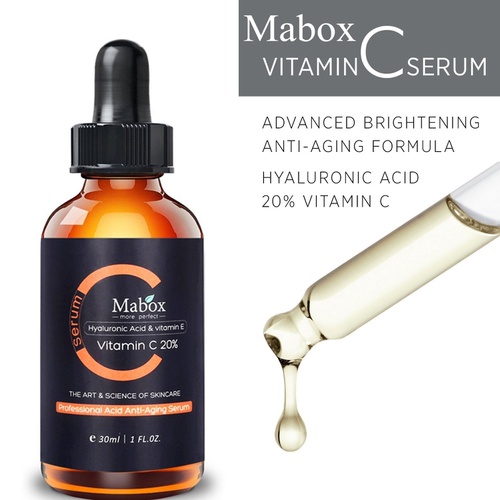  Mabox Vitamin C Serum Anti-Wrinkle Face Serum with Hyaluronic Acid and Vitamin E - Organic Anti-Aging Serum for Face and Eye Treatment (30ml)