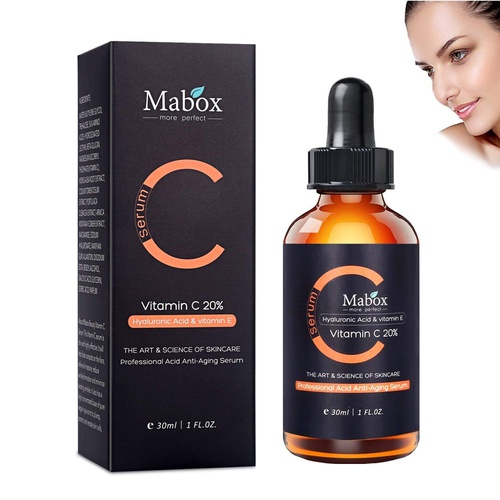  Mabox Vitamin C Serum Anti-Wrinkle Face Serum with Hyaluronic Acid and Vitamin E - Organic Anti-Aging Serum for Face and Eye Treatment (30ml)