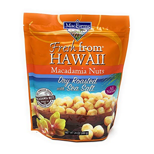  Macadamia Nuts | MacFarms Dry Roasted Macadamia Nuts (24 Ounce) - Premium Roasted Nuts with Sea Salt Fresh From Hawaii, Sea Salt Flavored Healthy Snack
