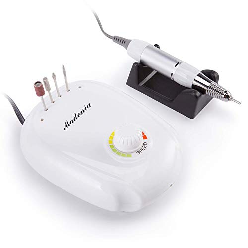  Madenia Nail Drill, Electric Nail File with Foot Pedal, 35000rpm Efile Nail Drills for Acrylic Nails, 110V Only, White