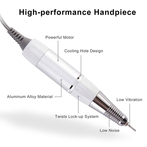  Madenia Nail Drill, Electric Nail File with Foot Pedal, 35000rpm Efile Nail Drills for Acrylic Nails, 110V Only, White