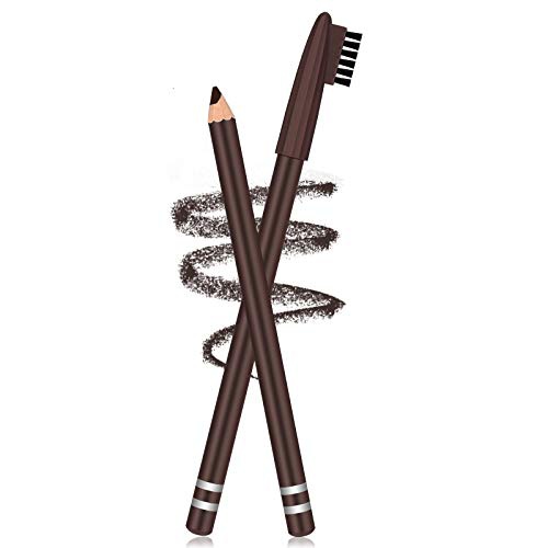  Maitys 2 Packs Eyebrow Pencils with Soft Brush 2-in-1 Long-lasting Water-proof Sweat-proof Brow Pencil and Brow Brush Eyebrow Shaping and Filling Pencil Makeup Tool (Dark Brown)