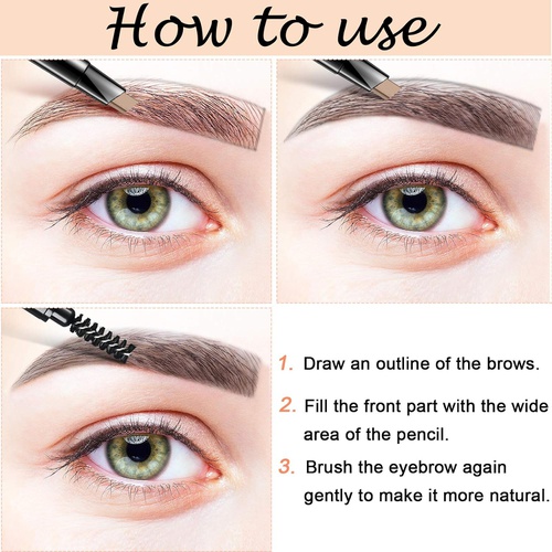  Maitys 2 Pieces Eyebrow Pencil Long Lasting Eyebrow Pencil with Brush, Waterproof Brow Pencil Retractable Brow Pencil Sweat-proof Smudge-Proof Eye Brow Makeup Kit for Makeup (Light Brown)