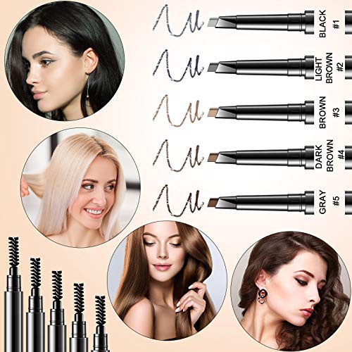  Maitys 2 Pieces Eyebrow Pencil Long Lasting Eyebrow Pencil with Brush, Waterproof Brow Pencil Retractable Brow Pencil Sweat-proof Smudge-Proof Eye Brow Makeup Kit for Makeup (Light Brown)