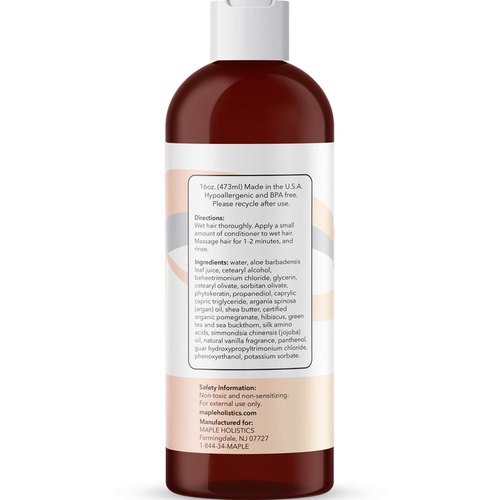  Maple Holistics Natural Hair Conditioner Paraben Free Silk Amino Acids and Keratin for Women Men Kids with Dry Hair Safe for Color Treated Hair with added Jojoba Oil Certified Pomegranate and Aloe