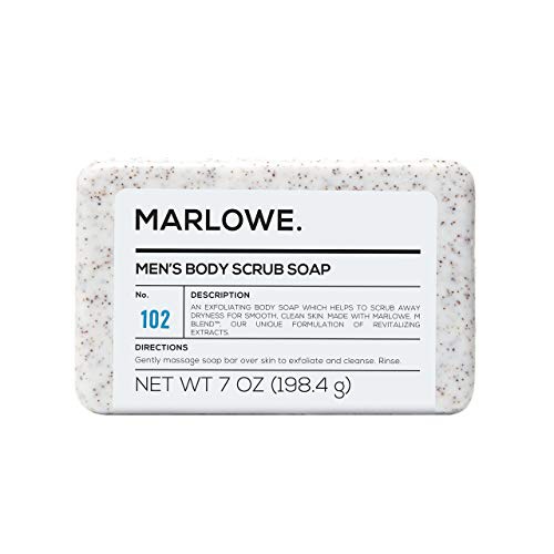 MARLOWE. No. 102 Mens Body Scrub Soap 7 oz | Best Exfoliating Bar for Men | Made with Natural Ingredients | Green Tea Extract | Amazing Scent