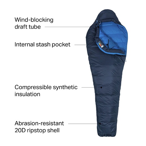 마모트 Marmot Ultra Elite 20 Sleeping Bag: 20F Synthetic - Hike & Camp