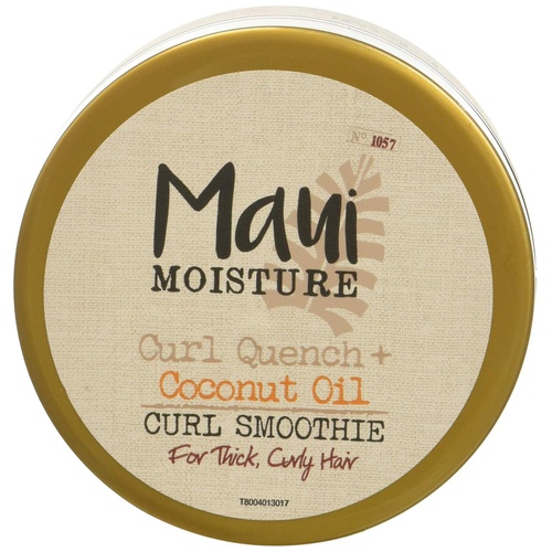  Maui Moisture Curl Quench + Coconut Oil Hydrating Curl Smoothie, Creamy Silicone-Free Styling Cream for Tight Curls, Braids, Twist-Outs & Wash-&-Go Styles, Vegan & Paraben-Free, 12