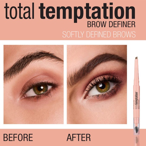  Maybelline New York Maybelline Total Temptation Eyebrow Definer Pencil, Soft Brown, 1 Count