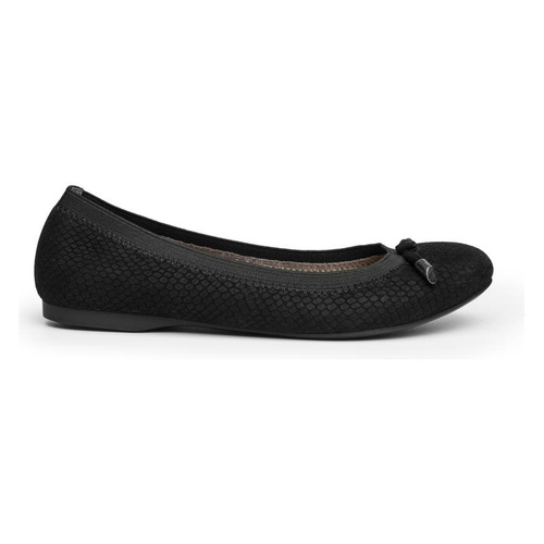 미투 Me Too Breeze Snake Embossed Ballet Flat_BLACK SUEDE