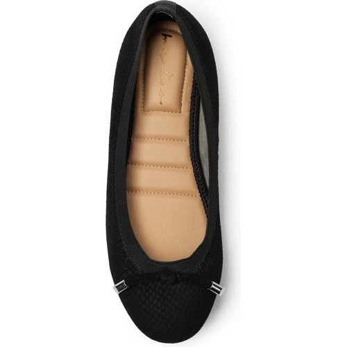 미투 Me Too Breeze Snake Embossed Ballet Flat_BLACK SUEDE