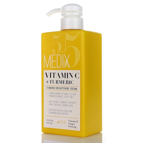  Medix 5.5 Vitamin C Cream w/Turmeric for face and body. Firming & brightening cream for age spots, dark spots & sun damaged skin. Anti-Aging Cream Infused w/Vitamin E, Ginger, Gins