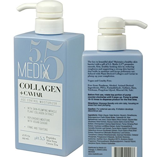  Medix 5.5 Collagen Cream with Caviar. Anti-aging Moisturizer. Firms And Tightens For Younger Looking Skin. Anti-Aging Cream Infused With Peptides, Aloe Vera, and Green Tea. (15oz)