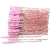 Mekupeu 300 Pack Disposable Mascara Wands Eyelash Brushes for Extensions Eye Lash Applicator Makeup Tool Kit, Crystal/Pink