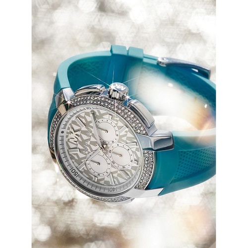 마이클코어스 Michael Kors Oversized Sydney Pave Silver-Tone and Silicone Watch