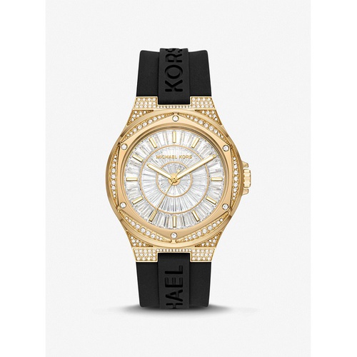 마이클코어스 Michael Kors Oversized Lennox Pave Gold-Tone and Silicone Watch