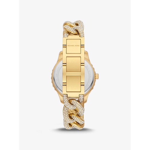 마이클코어스 Michael Kors Layton Pave Gold-Tone Curb-Link Watch