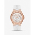 Michael Kors Oversized Lennox Pave Rose Gold-Tone and Silicone Watch