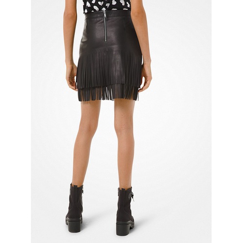 마이클코어스 Michael Michael Kors Fringed Leather Skirt