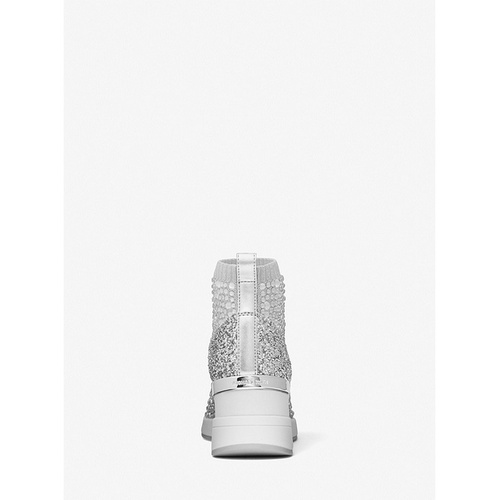 마이클코어스 MICHAEL Michael Kors Skyler Crystal Embellished Metallic Stretch Knit Sock Sneaker