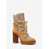 MICHAEL Michael Kors Culver Embellished Nubuck and Glitter Chain Mesh Lace-Up Boot