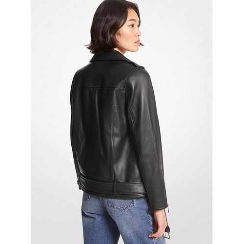 마이클코어스 MICHAEL Michael Kors Belted Leather Biker Jacket